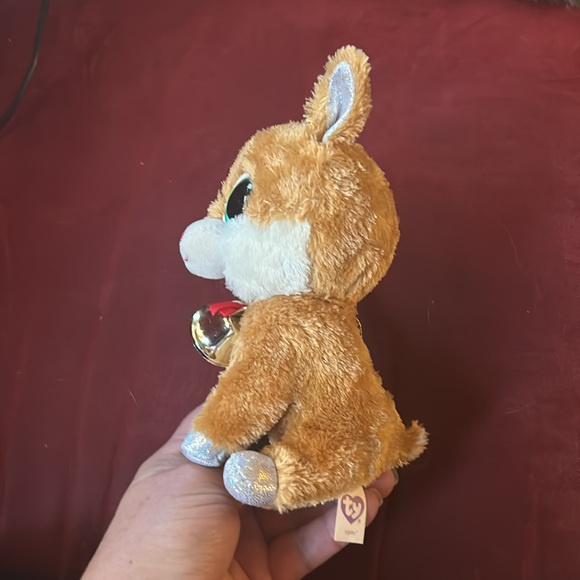 Rare Alpine Red Nose Gold Antler Reindeer Beanie Boo - Picture 3 of 6
